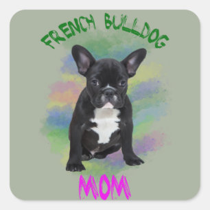 Adesivo Quadrado Arte de pintura a óleo de água de mãe de Bulldog F