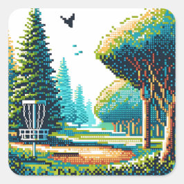 Adesivo Quadrado Arte de Pixel de Golf de Disco