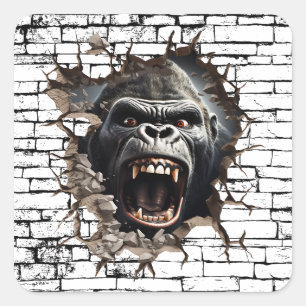 Adesivo Quadrado Arte de Quebra de Parede 3D de Gorila – Safari Rea