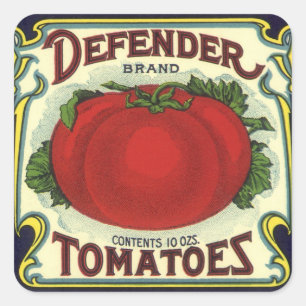 Adesivo Quadrado Arte de rótulo de caixa de frutas vintage, tomates