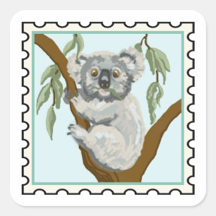 Adesivo Quadrado Arte de selo australiano de coala fofo