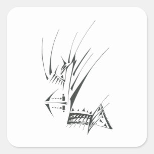 Adesivo Quadrado Arte de Tatuagem Tribal Abstrata Preto e Branco 10