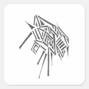 Adesivo Quadrado Arte de Tatuagem Tribal Abstrata Preto e Branco de