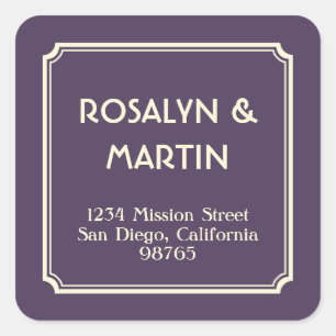 Adesivo Quadrado Arte Deco anotado quadro preto Rótulo de endereço 