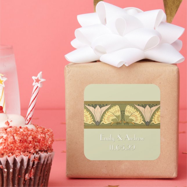 Adesivo Quadrado Arte Deco Borboletas Terra (Festa)