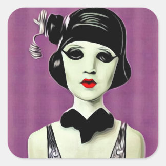 Adesivo Quadrado Arte Deco Pintado Cabeça de Mannequim Flapper