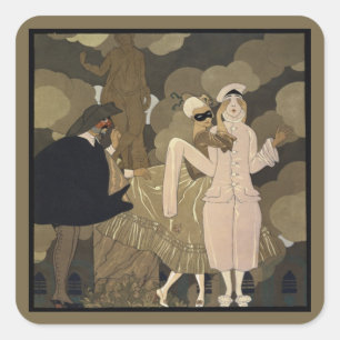 Adesivo Quadrado Arte Deco Vintage, Surpresa de George Barbier