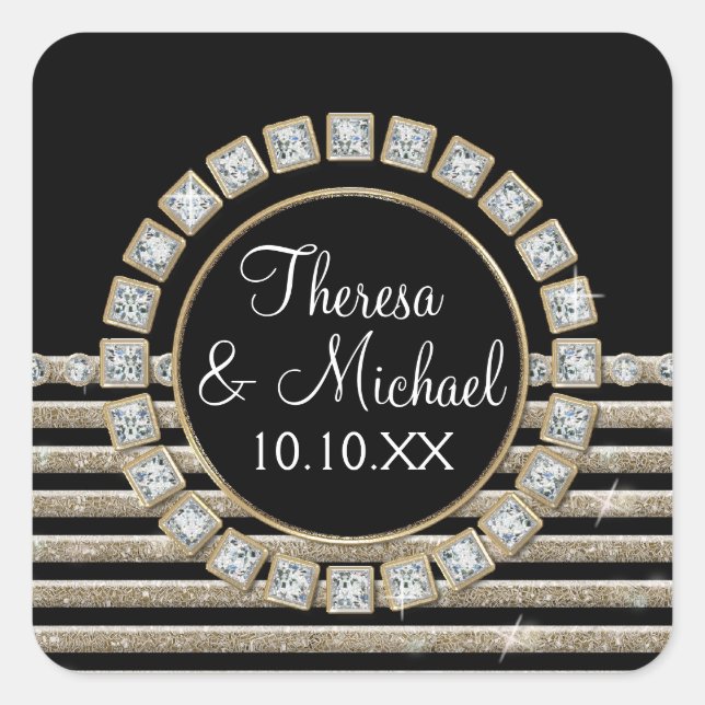 Adesivo Quadrado Arte Deco Visão Horizontal Moderna da Listra (Frente)