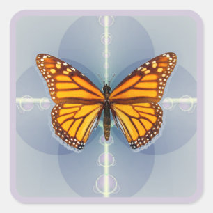 Adesivo Quadrado Arte Digital Geométrica da Borboleta Monarca