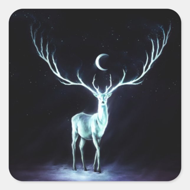 Adesivo Quadrado Arte Digital Lunar Deer Protetor (Frente)