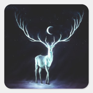 Adesivo Quadrado Arte Digital Lunar Deer Protetor
