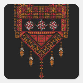 Adesivo Quadrado Arte do Bordado de Tatreez Palestino