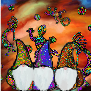 Adesivo Quadrado Arte do Gnomo Kokopelli