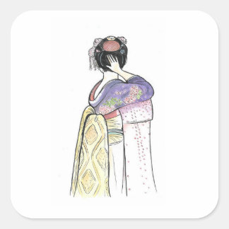 Adesivo Quadrado Arte do Japan Geisha Stickers