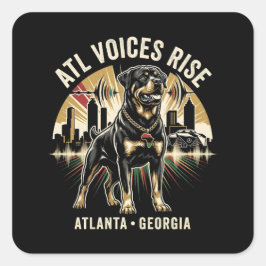 Adesivo Quadrado Arte do Orgulho Cultural Rottweiler Atlanta Geórgi