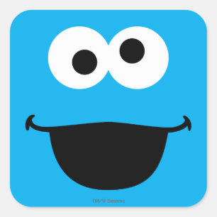 Adesivo Quadrado Arte do Rosto do Monstro Come-Biscoitos