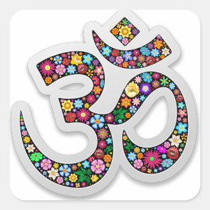Adesivo Quadrado Arte do Símbolo Floral Namaste