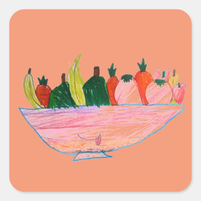 Adesivo Quadrado Arte engraçada de desenho animado da fruta Salad (Frente)