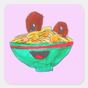 Adesivo Quadrado Arte engraçada dos meatballs dos espaguetes dos