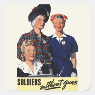 Adesivo Quadrado Arte Feminista de Soldados da Segunda Guerra Mundi