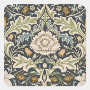 Adesivo Quadrado Arte Floral Azul Marinho William Morris Severn