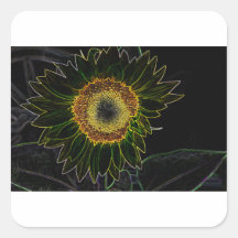 Arte Floral de Girassol Amarelo Neon Minimalista