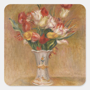 Adesivo Quadrado Arte Floral Vintage de Tulipa Cottagecore Renoir