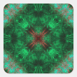 Adesivo Quadrado Arte Fractal de Geometria Sagrada Esmeralda