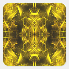 Adesivo Quadrado Arte Fractal de Plasma Elétrico Dourado