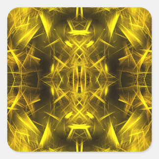 Adesivo Quadrado Arte Fractal de Plasma Elétrico Dourado