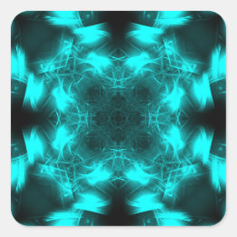 Adesivo Quadrado Arte Fractal de Simetria de Plasma Aquático