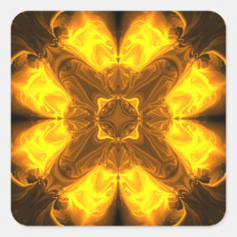 Adesivo Quadrado Arte Fractal Solar de Ouro Fundido