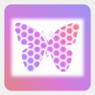Adesivo Quadrado Arte geométrica roxa da borboleta do rosa colorid