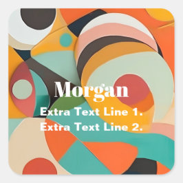 Adesivo Quadrado Arte Geométrico Moderno de Meados do Século, Nome