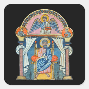 Adesivo Quadrado Arte Manuscrita Medieval do Santo Matthew