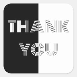 Adesivo Quadrado Arte Mínima Simples, Arte Preta, Muito Obrigado