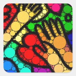 Adesivo Quadrado Arte Moderna Colorida Abstrato