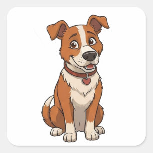 Adesivo Quadrado Arte Moderna de Cachorrinho Fofo