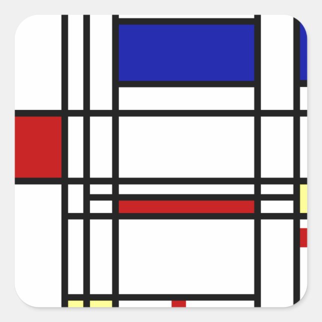 Adesivo Quadrado Arte Moderna Mondrian (Frente)