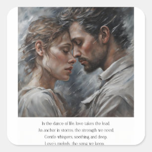 Adesivo Quadrado Arte Namorados do Poema do Amor Romântico