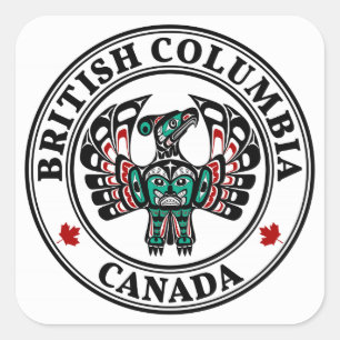 Adesivo Quadrado Arte noroeste Thunderbird do Haida da Costa do