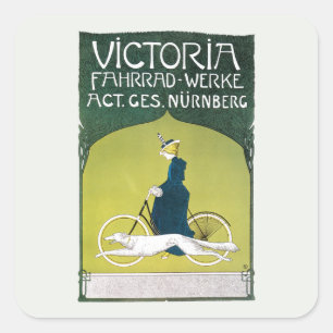 Adesivo Quadrado Arte Nova antiga, Victoria Fahrrad Werke, Rehm