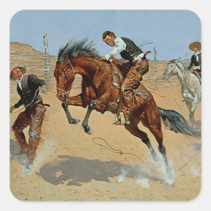Adesivo Quadrado Arte Ocidental de Frederick Remington “Solte-o”