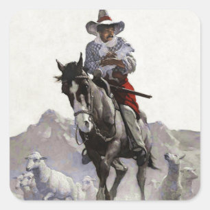 Adesivo Quadrado Arte Ocidental Resgatada por NC Wyeth