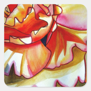 Adesivo Quadrado Arte original da cor da água da flor amarela