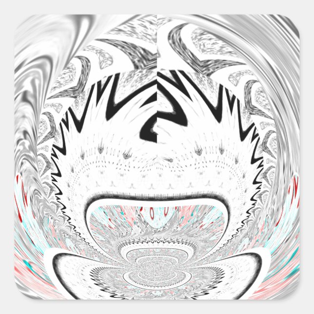 Adesivo Quadrado Arte Padrão da Flora Abstrato da Cinza Urbana Mode (Frente)