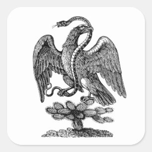 Adesivo Quadrado Arte Patriótica Cobra de Águia Cactus Americana