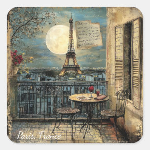 Adesivo Quadrado Arte Romântica Personalizada da Torre Eiffel de Pa