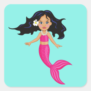 Adesivo Quadrado Arte Rosa Sereia
