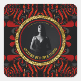 Adesivo Quadrado Arte Sombrio Vermelho Preto + Dourado Promo Negóci